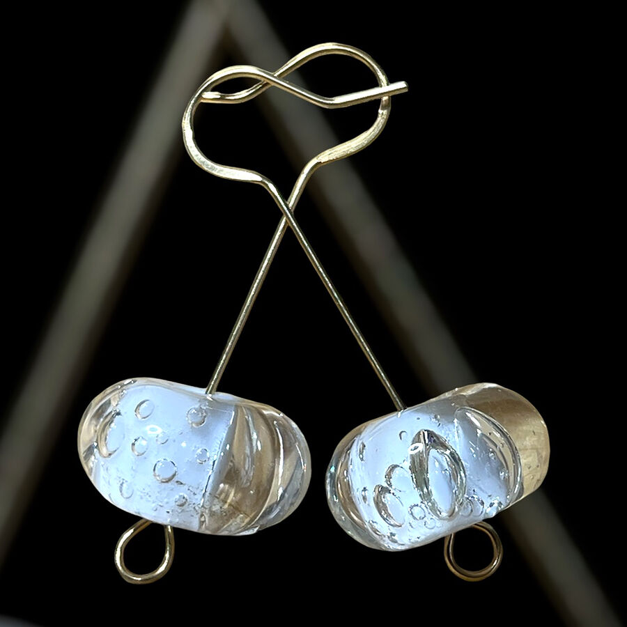 Boucles d'oreilles en verre soufflé, pièce unique Aveyron